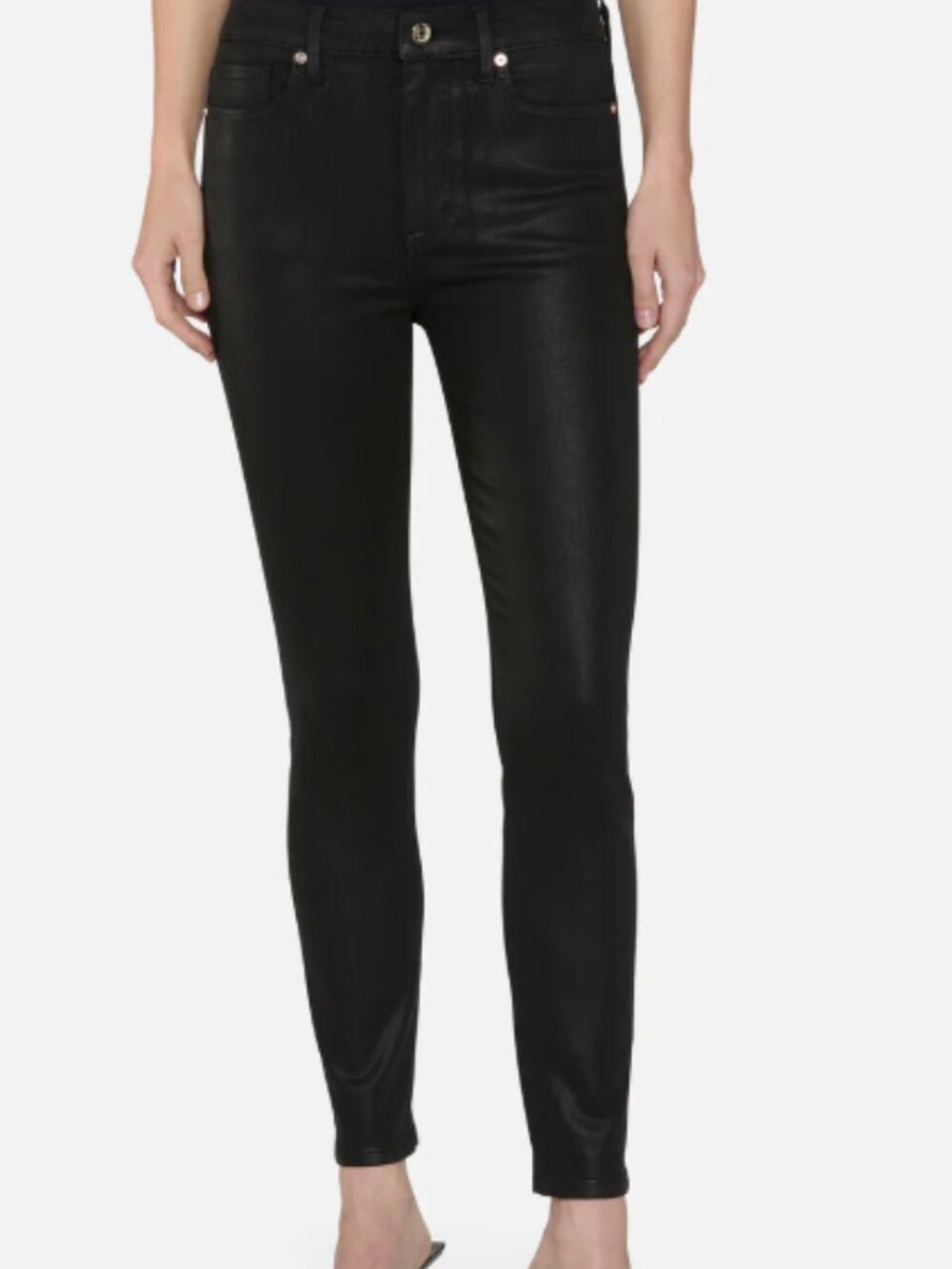 FRAME x Alix Earle The Alix High Rise Skinny Jeans in Black Coated size 25